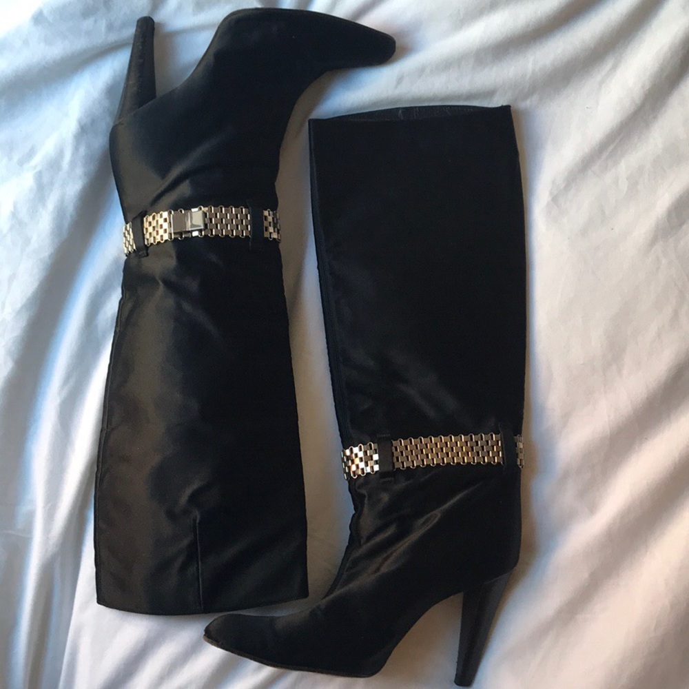 Givenchy boots! Satin with silver detail.